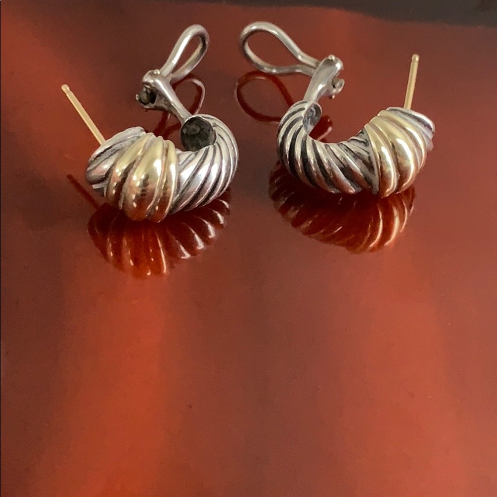 David Yurman Sterling Silver and 14 K Gold Earring